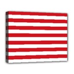 Horizontal Stripes - White and Fire Engine Red Deluxe Canvas 20  x 16  (Stretched)