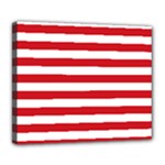 Horizontal Stripes - White and Fire Engine Red Deluxe Canvas 24  x 20  (Stretched)