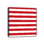 Horizontal Stripes - White and Fire Engine Red Mini Canvas 4  x 4  (Stretched)