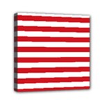 Horizontal Stripes - White and Fire Engine Red Mini Canvas 6  x 6  (Stretched)