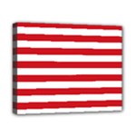 Horizontal Stripes - White and Fire Engine Red Canvas 10  x 8  (Stretched)