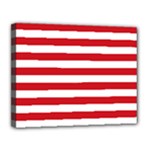 Horizontal Stripes - White and Fire Engine Red Canvas 14  x 11  (Stretched)