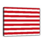 Horizontal Stripes - White and Fire Engine Red Canvas 16  x 12  (Stretched)