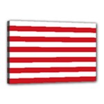 Horizontal Stripes - White and Fire Engine Red Canvas 18  x 12  (Stretched)