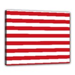 Horizontal Stripes - White and Fire Engine Red Canvas 20  x 16  (Stretched)