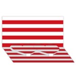 Horizontal Stripes - White and Fire Engine Red Twin Heart Bottom 3D Greeting Card (8x4)