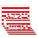 Horizontal Stripes - White and Fire Engine Red Get Well 3D Greeting Card (7x5)