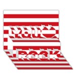 Horizontal Stripes - White and Fire Engine Red You Rock 3D Greeting Card (7x5)