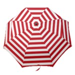 Horizontal Stripes - White and Fire Engine Red Folding Umbrella