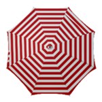 Horizontal Stripes - White and Fire Engine Red Golf Umbrella