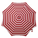 Horizontal Stripes - White and Fire Engine Red Hook Handle Umbrella (Medium)