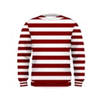 Horizontal Stripes - White and Dark Red Kid s Sweatshirt