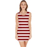 Horizontal Stripes - White and Dark Red Bodycon Dress