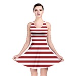 Horizontal Stripes - White and Dark Red Reversible Skater Dress