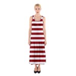 Horizontal Stripes - White and Dark Red Full Print Maxi Dress