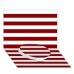 Horizontal Stripes - White and Dark Red Circle Bottom 3D Greeting Card (7x5)