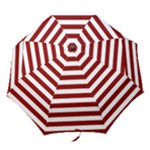 Horizontal Stripes - White and Dark Red Folding Umbrella