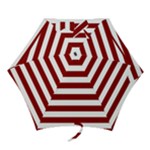 Horizontal Stripes - White and Dark Red Mini Umbrella