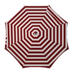 Horizontal Stripes - White and Dark Red Golf Umbrella