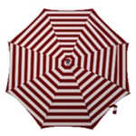 Horizontal Stripes - White and Dark Red Hook Handle Umbrella (Medium)