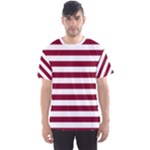 Horizontal Stripes - White and Burgundy Red Men s Sport Mesh Tee