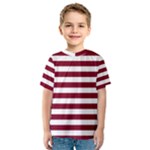 Horizontal Stripes - White and Burgundy Red Kid s Sport Mesh Tee