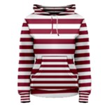 Horizontal Stripes - White and Burgundy Red Women s Pullover Hoodie