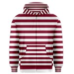 Horizontal Stripes - White and Burgundy Red Men s Zipper Hoodie