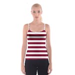 Horizontal Stripes - White and Burgundy Red Spaghetti Strap Top