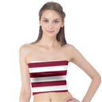 Horizontal Stripes - White and Burgundy Red Tube Top