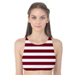 Horizontal Stripes - White and Burgundy Red Tank Bikini Top