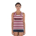 Horizontal Stripes - White and Burgundy Red Women s Sport Tank Top