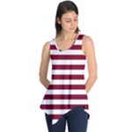 Horizontal Stripes - White and Burgundy Red Sleeveless Tunic