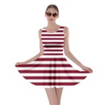 Horizontal Stripes - White and Burgundy Red Skater Dress