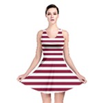 Horizontal Stripes - White and Burgundy Red Reversible Skater Dress