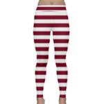 Horizontal Stripes - White and Burgundy Red Yoga Leggings