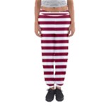 Horizontal Stripes - White and Burgundy Red Women s Jogger Sweatpants