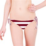 Horizontal Stripes - White and Burgundy Red Bikini Bottom