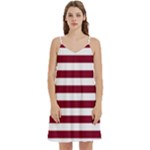 Horizontal Stripes - White and Burgundy Red Women s Reversible Sports Bra with Border