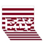 Horizontal Stripes - White and Burgundy Red BOY 3D Greeting Card (7x5)