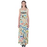 world Travel Empire Waist Maxi Dress