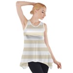 Horizontal Stripes - White and Pearl Brown Side Drop Tank Tunic