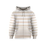 Horizontal Stripes - White and Almond Brown Kid s Zipper Hoodie