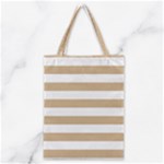 Horizontal Stripes - White and Tan Brown Classic Tote Bag