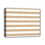 Horizontal Stripes - White and Tan Brown Deluxe Canvas 14  x 11  (Stretched)