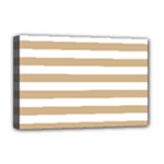 Horizontal Stripes - White and Tan Brown Deluxe Canvas 18  x 12  (Stretched)