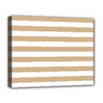 Horizontal Stripes - White and Tan Brown Deluxe Canvas 20  x 16  (Stretched)