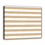 Horizontal Stripes - White and Tan Brown Deluxe Canvas 24  x 20  (Stretched)