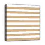 Horizontal Stripes - White and Tan Brown Mini Canvas 8  x 8  (Stretched)