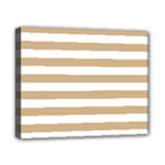 Horizontal Stripes - White and Tan Brown Canvas 10  x 8  (Stretched)